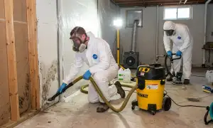 Frisco, TX water damage restoration team removing mold from a home interior